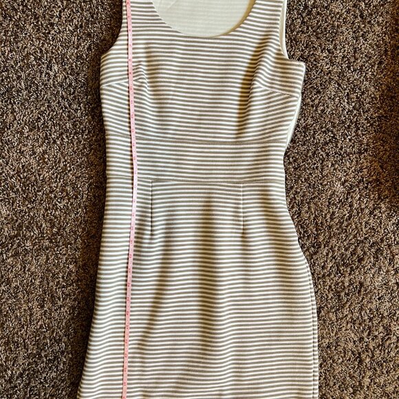 Banana Republic White & Tan Striped Sleeveless Dress Size 2 Petite - Picture 6 of 9